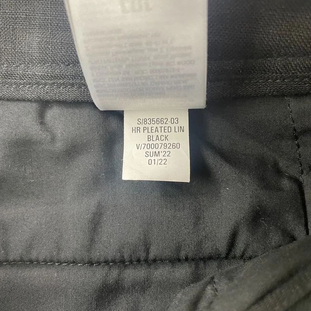 Banana Republic Wide Leg 100% Linen Pants Women Petite 6 Black Pleated‎ Summer